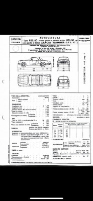 Scheda tecnica Flaminia Gtl Touring 3c 2+2